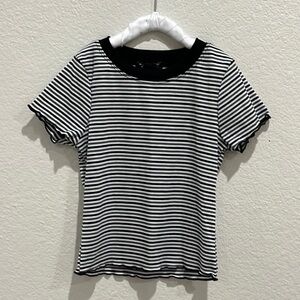 Casual, black and white striped shirt. Girls M